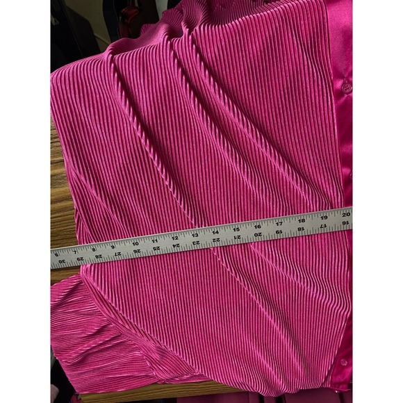 12th‎ Tribe Pleated Satin Button Down Tunic Shirt Dress Magenta Pink L NWT - Picture 15 of 16